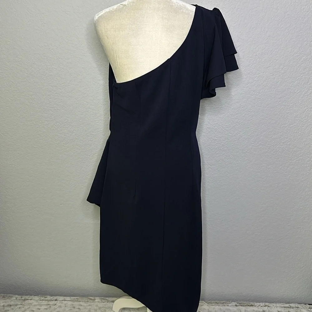 BTFBM One Shoulder Side Ruched Navy Dress Large - Picture 7 of 12